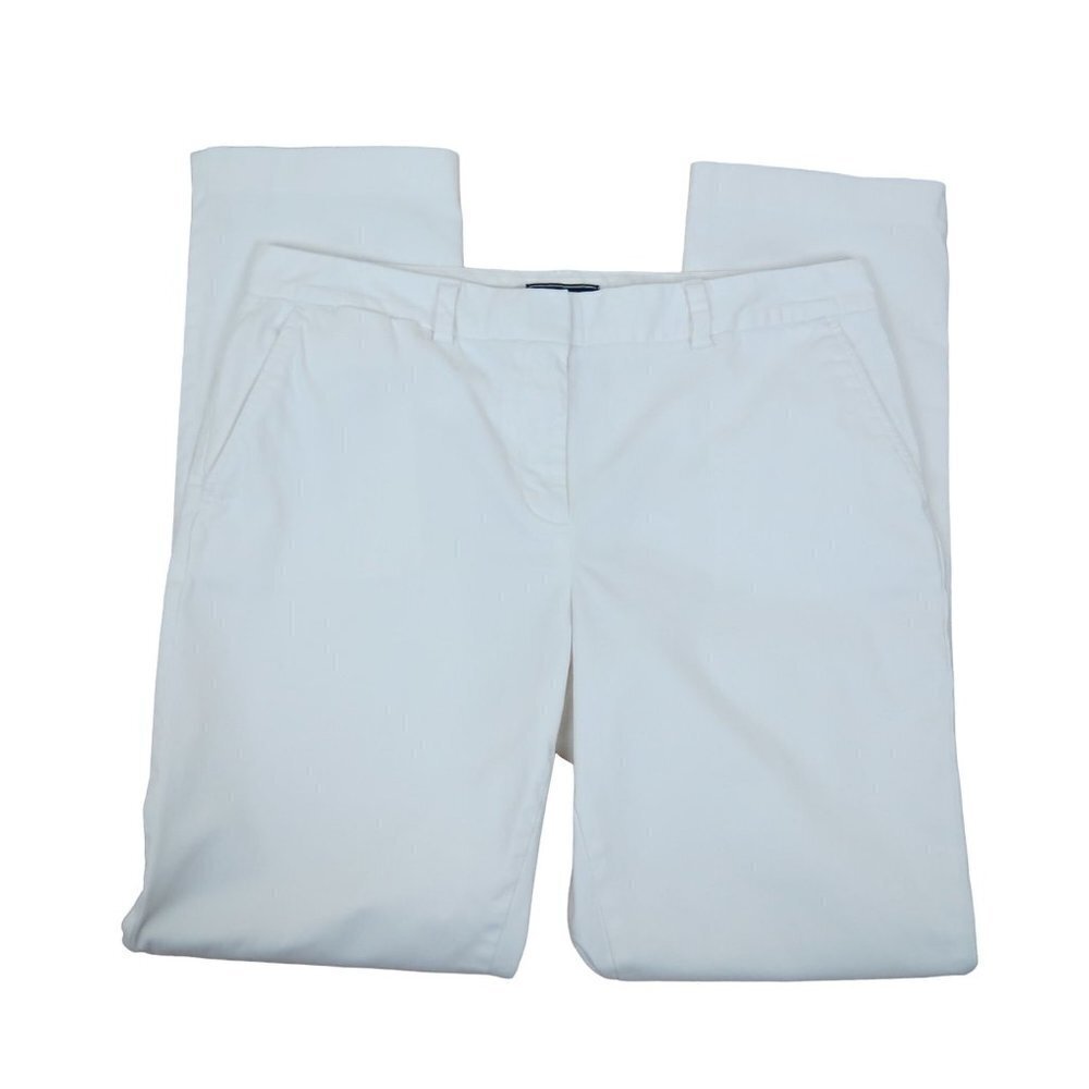 LANDS' END Women's White Mid Rise Straight Leg Chino Pants 12